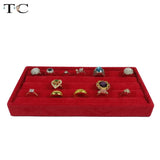 Red Velvet Ring Display Tray Compartment Jewellery Storage Box