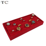 Red Velvet Ring Display Tray Compartment Jewellery Storage Box