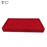 Red Velvet Ring Display Tray Compartment Jewellery Storage Box