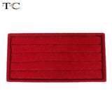 Red Velvet Ring Display Tray Compartment Jewellery Storage Box
