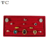 Red Velvet Ring Display Tray Compartment Jewellery Storage Box