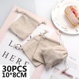 30Pcs/Lot Small Linen Drawstring Jewelry Gift Bags 10x8CM