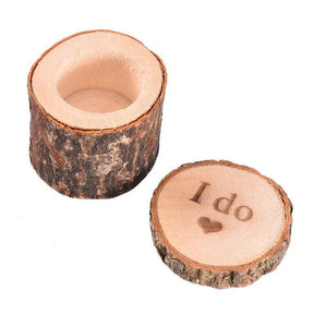 Engraved Mr. & Mrs. Wooden Wedding Ring Box - Rustic Ring Holder