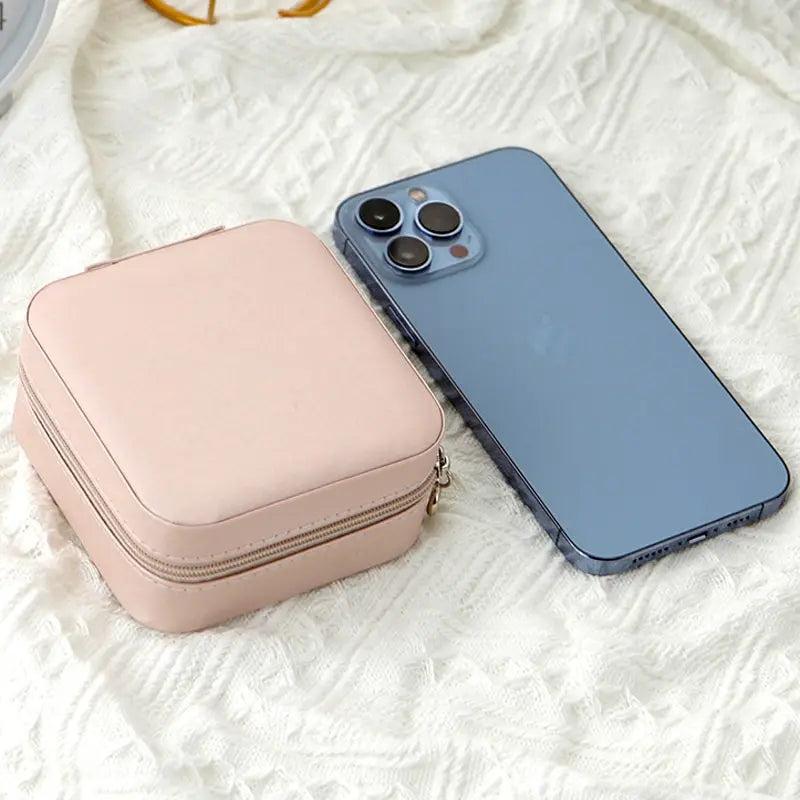 Pink Leather Jewelry Box Single Layer Storage Box