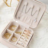 Pink Leather Jewelry Box Single Layer Storage Box
