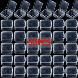 50Pcs Small Square Transparent Plastic Jewelry Storage Box Case