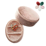 Oval Velvet Ring Box Double Ring Display Holder with Detachable Lid