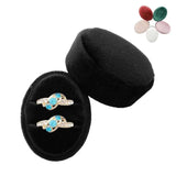 Oval Velvet Ring Box Double Ring Display Holder with Detachable Lid