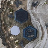 Hexagon Velvet Double Ring Box Wedding Ceremony Ring Box