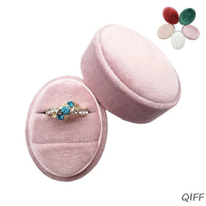 Velvet Double Ring Box Oval Wedding Ceremony Ring Box