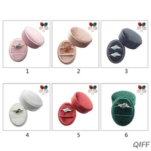Velvet Double Ring Box Oval Wedding Ceremony Ring Box