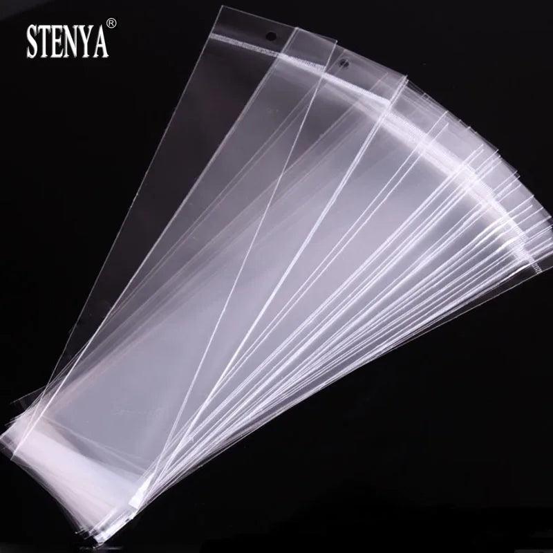100pcs Clear Mini Small OPP Bags with Hanging Hole for Jewelry Packaging