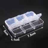 2PCS 6 Slot Transparent Plastic Box Small Storage Case Beads Jewelry Organizer