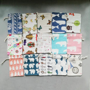 10pcs Small Cloth Drawstring Bags Jewelry Packaging Sack Jute Display Storage