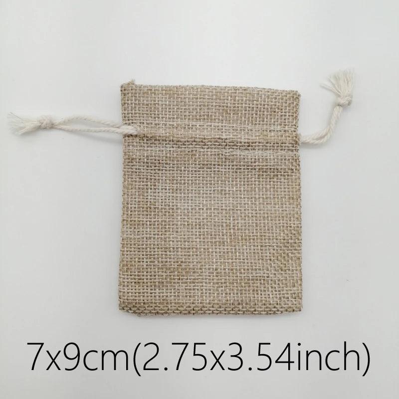 10pcs Ribbon Jute Cloth Storage Gift Bags Linen Sack Pouch for Jewelry DIY