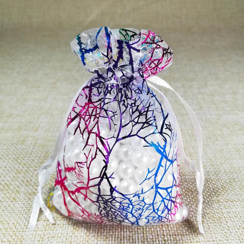 50pcs Colorful Drawstring Organza Bags Jewelry Packaging Wedding Gift Bag Pouch
