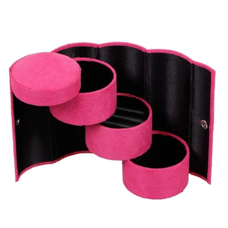 Hot Pink Travel Jewelry Storage Case Earring Hair Tie Box Holder