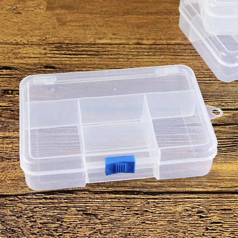 Plastic Jewelry Box Storage Case Craft Organizer 5 Grids