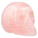 Pink Quartz Crystal Carved Skull Healing Reiki Pocket Figurine