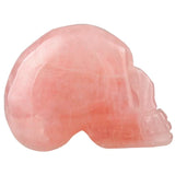 Pink Quartz Crystal Carved Skull Healing Reiki Pocket Figurine