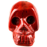 Red Stone Carved Skull Statue Healing Reiki Pocket Figurine