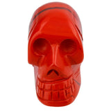 Red Stone Carved Skull Statue Healing Reiki Pocket Figurine