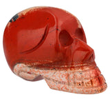 Red Stone Carved Skull Statue Healing Reiki Pocket Figurine
