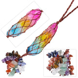 Colorful Titanium Crystal Column with Chakra Stone Tassel Hanging Decor