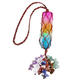 Colorful Titanium Crystal Column with Chakra Stone Tassel Hanging Decor