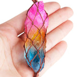 Colorful Titanium Crystal Column with Chakra Stone Tassel Hanging Decor