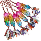 Colorful Titanium Crystal Column with Chakra Stone Tassel Hanging Decor