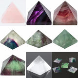 Fluorite Rose Quartz Pyramid Gem Stone Figurine Decor