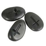 2pcs Healing Stone Engraved Cross Worry Pocket Stone