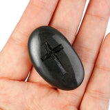 2pcs Healing Stone Engraved Cross Worry Pocket Stone