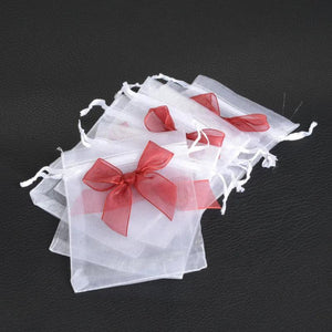 50Pcs Organza Bow Drawstring Pouch Jewelry Gift Bag 10x12cm