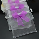 50Pcs Purple Bow Organza Bags Drawstring Pouch Jewelry Bag 10x12cm