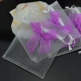 50Pcs Purple Bow Organza Bags Drawstring Pouch Jewelry Bag 10x12cm