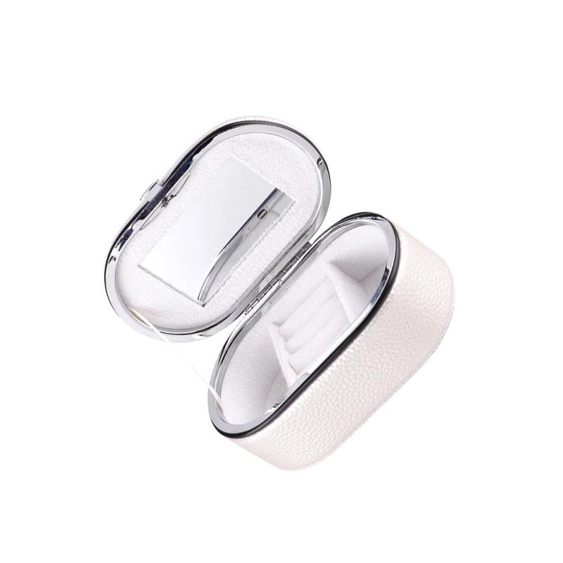 Female Jewelry PU Leather Display Storage Box with Mirror Makeup Bag