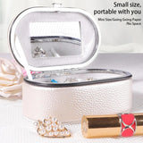 Female Jewelry PU Leather Display Storage Box with Mirror Makeup Bag