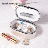Female Jewelry PU Leather Display Storage Box with Mirror Makeup Bag