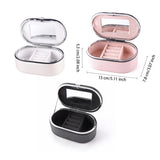 Female Jewelry PU Leather Display Storage Box with Mirror Makeup Bag