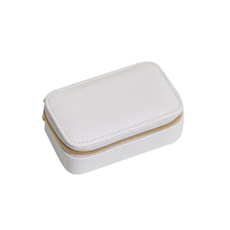 PU Jewelry Case Ring Earrings Organizer Table Boxes Zipper Closure