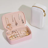 PU Jewelry Case Ring Earrings Organizer Table Boxes Zipper Closure
