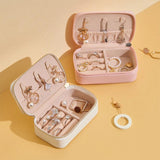 PU Jewelry Case Ring Earrings Organizer Table Boxes Zipper Closure