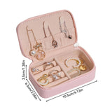 PU Jewelry Case Ring Earrings Organizer Table Boxes Zipper Closure