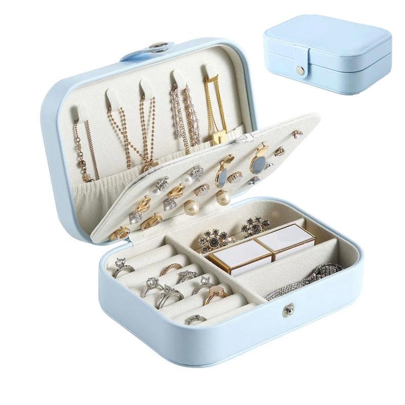 High Jewelry Box Organizer Storage Leather Holder Earrings Ring Necklace Case