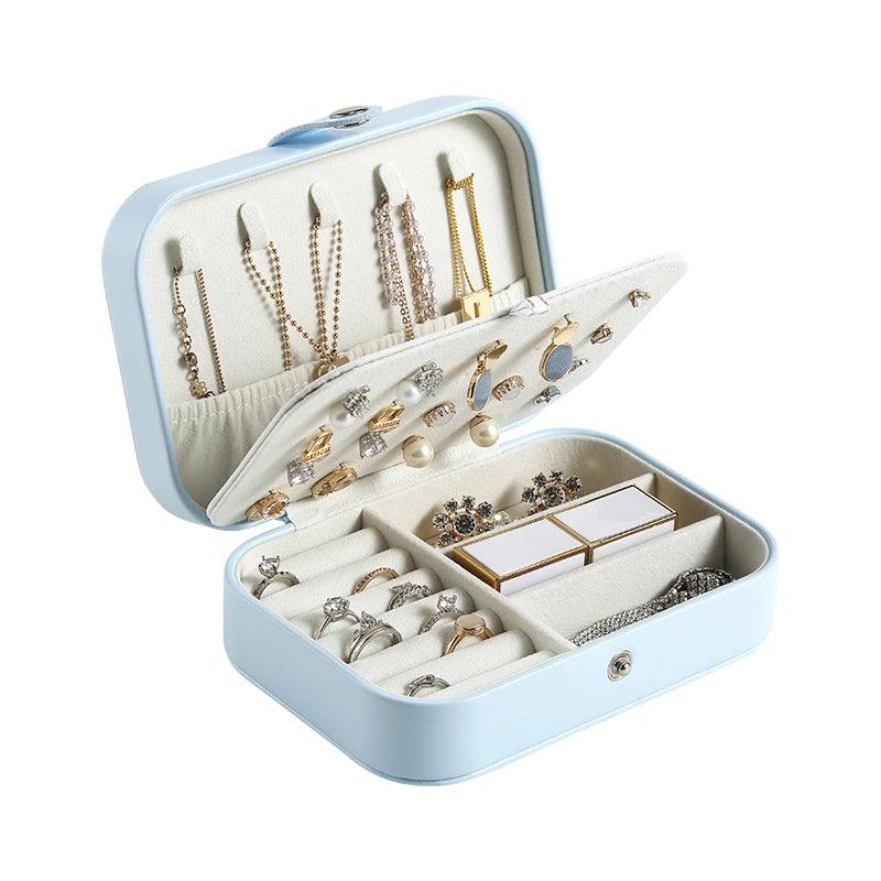 Portable Travel Jewelry Storage Box Organizer for Earrings Ring Necklace
