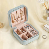 Portable Jewelry Box Zipper Leather Storage Organizer Jewelry Holder