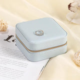 Portable Jewelry Box Zipper Leather Storage Organizer Jewelry Holder