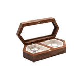 Wooden Clear Lid Jewelry Box Double Grid Display Case